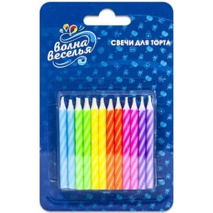 Свечи для торта Волна Веселья 'Радужный микс' 6 см, (24 шт;уп), 620109