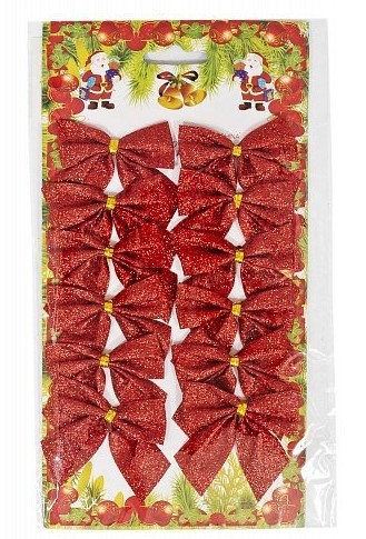 Новогодние банты, 12 шт, ассорти цвета, 677-535;677-534;677-536