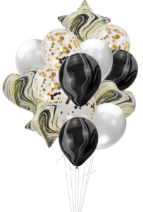 Набор шаров "Черный латекс и конфетти", (12 шт/уп),12854