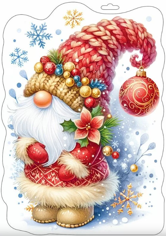 Двусторонняя наклейка Новогодний гномик, 5.0001472