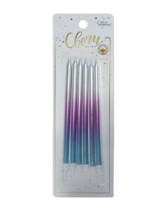 Набор свечей "Градиент", серебро-розовый-синий , с держателем, 183550