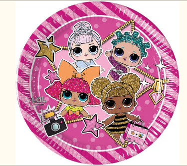 Набор тарелок бумажных Браво, Куклы ЛОЛ, металлик, 8 шт./уп. 20 см., 90856-Р