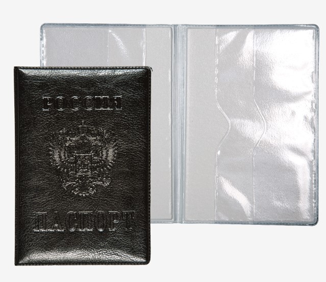 Обложка для паспорта 'Attomex', глянцевая экокожа, черный цвет, 1030320