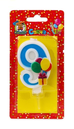 Свеча для торта 'Цифра 9. 'Весёлый праздник', Миленд, картон. уп., европодвес, С-5933