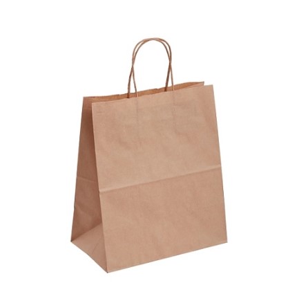 Пакет бумажный с кручеными ручками 260х150х350 мм, 90/м2, цвет крафт, БУМ63227