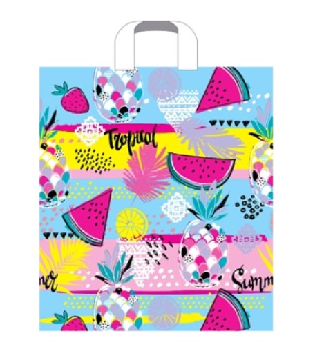 Пакет ПЭ с петлевой ручкой 38х42+3см (37) ПНД (Тропические фрукты) Артпласт, ПТЛ51963