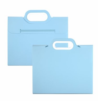Папка-картотека Alingar, 332х302 мм, на резинке, прорезная ручка, пластик, голубой, AL12817