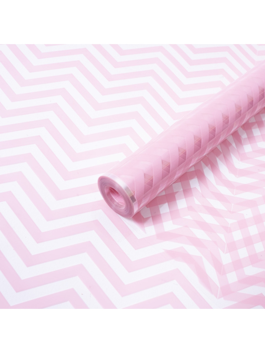 Пленка прозрачная с рисунком 'Шеврон', Нежно-розовый, 70 см, 200 гр, 951930