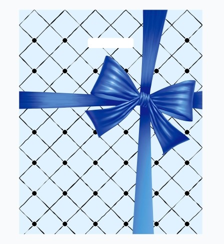 Пакет ПЭ с вырубной ручкой 36x43+3см (35) (Синий бант) Артпласт, ВУР68707