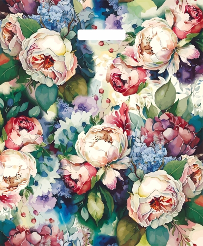 Пакет ПЭ с вырубной ручкой 38х45+3см (60) (Кремовые цветы) Глянцевый, ВУР58189