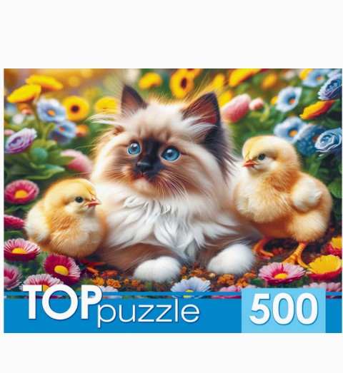 ПАЗЛЫ 500 элементов. КОТЕНОК И ЦЫПЛЯТА, ХТП500-8744