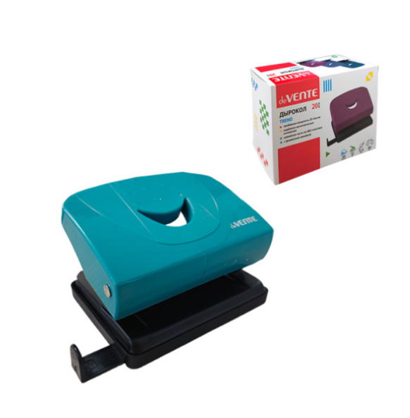 Дырокол на 20 листов, deVente.Trend, металл/пластик, встроенная линейка со шкалой, 4020506