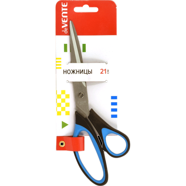 Ножницы канцелярские "deVENTE. Twin" 21 см, двухцветные прорезиненные кольца, 4091319