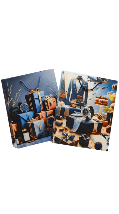 Пакет бумажный подарочный 26х32х10 см, дизайн ассорти, 205M