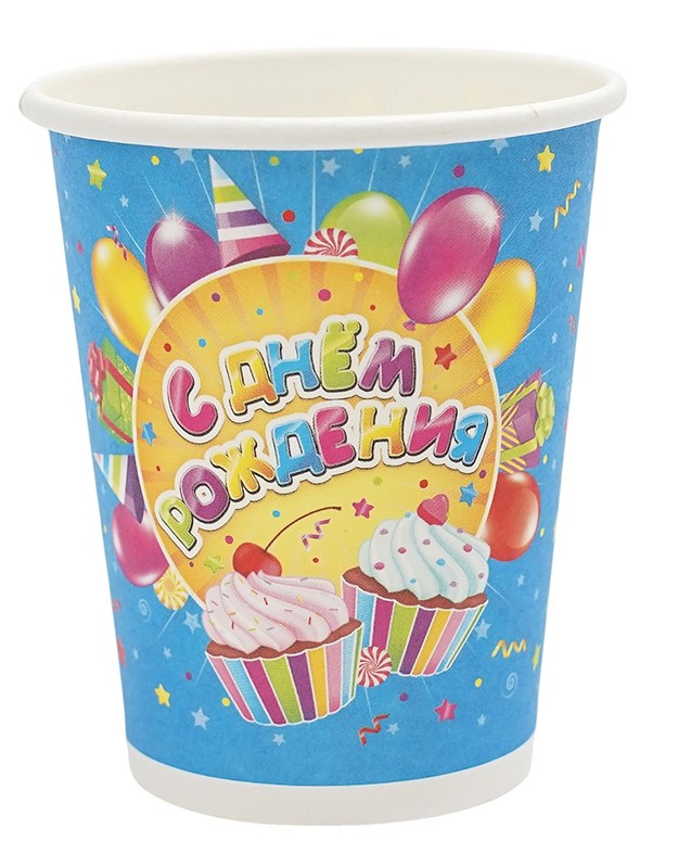Стаканы бумажные 'С Днем рождения' Сладости, 770077