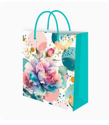 Пакет подарочный с глянц.лам. 11,5x14,5x6см (S) Акварельные цветы, ППК-7881