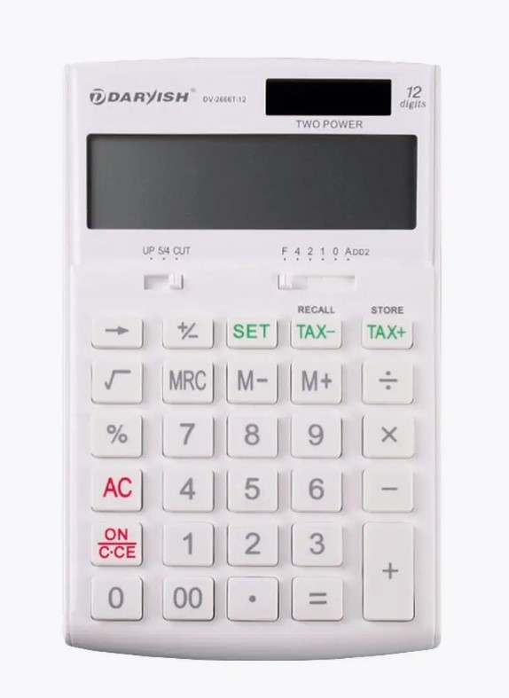 Калькулятор настольный, 12 разрядный,'Darvish', белый, DV-2666Т-12W