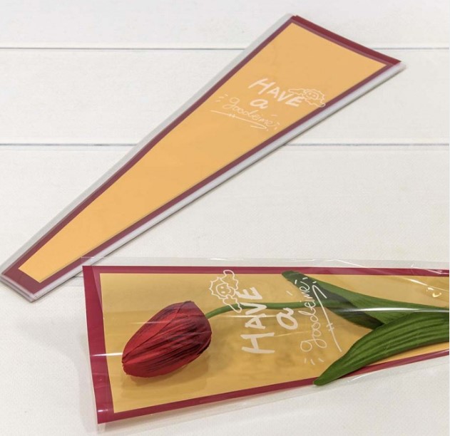 Пакет 'Конус для цветов' 12,5х4х40 (30 шт.) Красная рамка 1;200, 001550;3