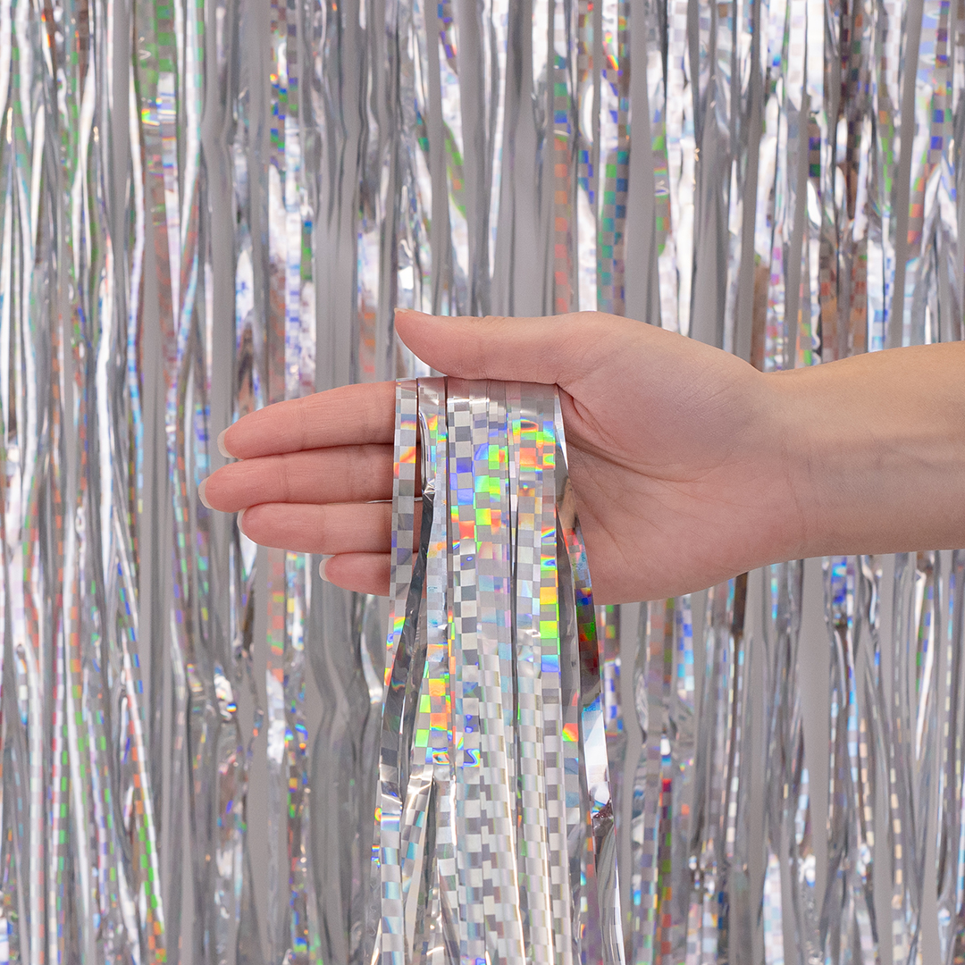 Занавес Дождик Мозаика, Серебро, Голография, 100х200 см, 1 шт, 6015281