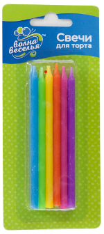 Свечи Яркий микс , 0,5х10 см , (12 шт;уп), 622186