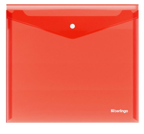 Папка-конверт на кнопке Berlingo 'No Secret', А5+, 200 мкм, красная, EFb_05003