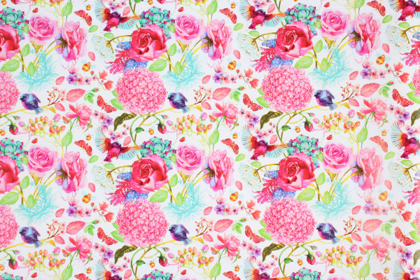 Упаковочная бумага 'Цветы с птичкой' 1 лист, 70х100 см., 80 г;м2, УБ 4588