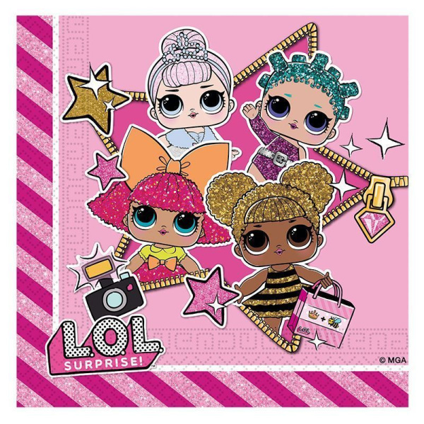 Салфетка Браво 'Куклы ЛОЛ' 33х33 см., 20 шт.;уп., 90859