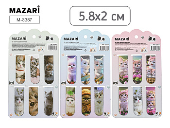 Набор закладок магнитных КОТИКИ, 6 шт, 5.8х2 см, ассорти 3 дизайна, M-3387